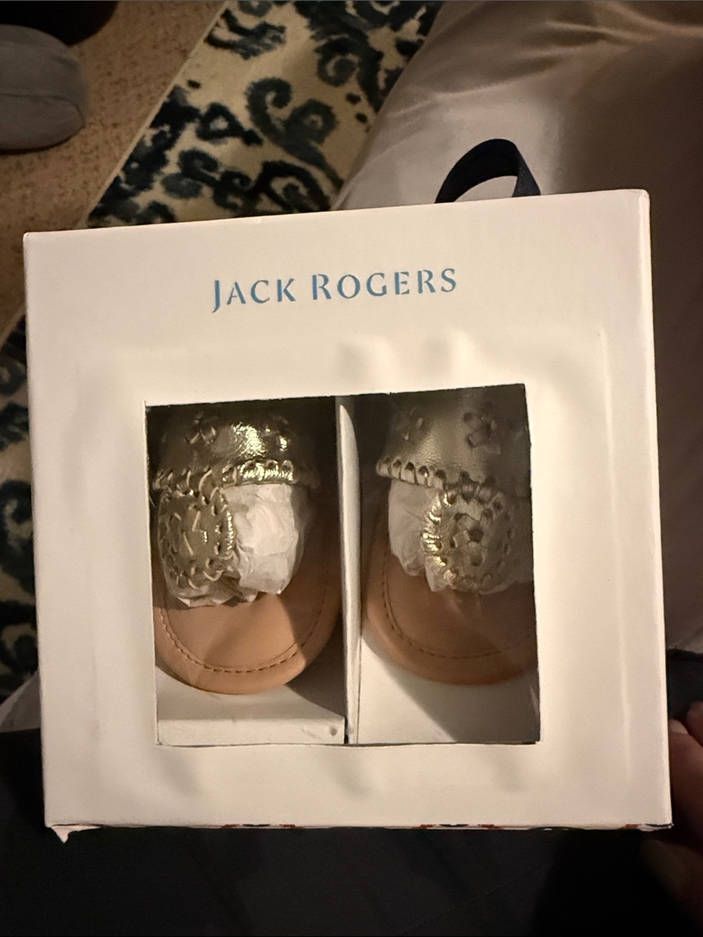 NIB Jack Rogers Baby Gold Sandals with Scalloped Medallion